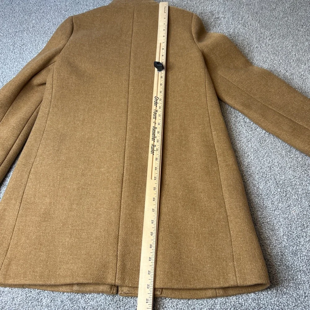 J.CREW‎ Italian Wool Coat womens large Camel Tan lodge coat full zip luxury
